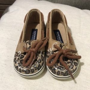 Leopard baby Sperry boat shoes size 3